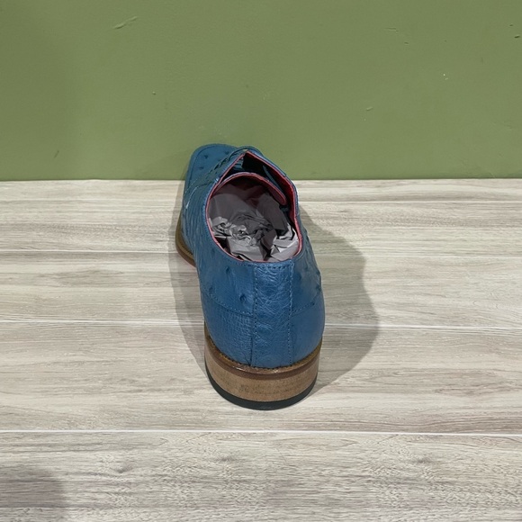Fennix italy denim Blue Men's Dress Shoes oxford genuine ostrich - Picture 4 of 5